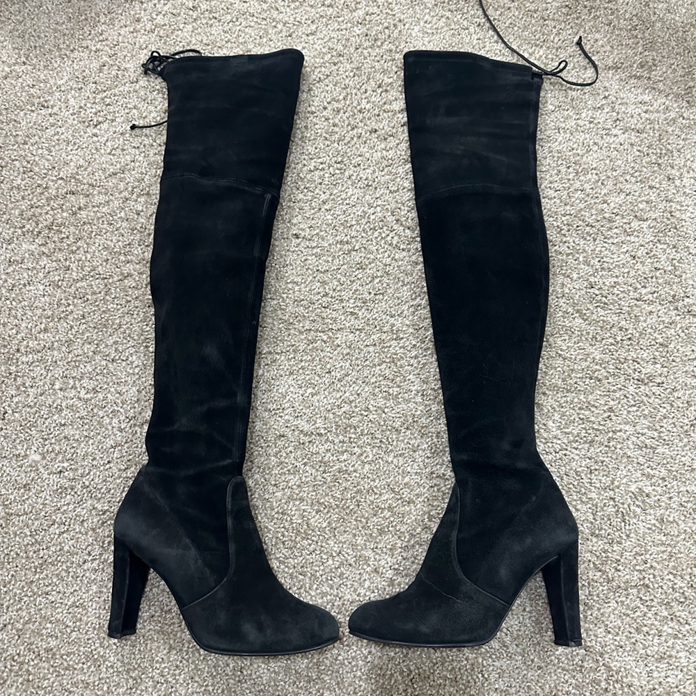Stuart Weitzman Highland size 8 black suede over the knee boots